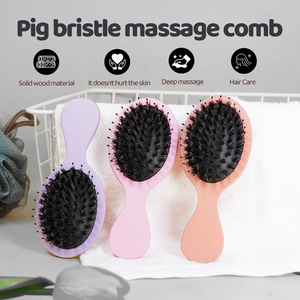 Peine de madera antiestático, rizador de pelo, masaje del cuero cabelludo, Mini peine portátil de moda para mujeres, barba con cepillo de cerdas - Product Image 2