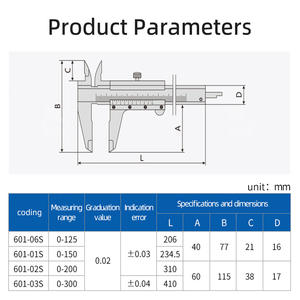 Calibradores <span class=keywords><strong>Vernier</strong></span> imperiales métricos de alta precisión de 0-150mm 0-200mm 0-300mm herramienta de medición de acero al carbono de acero inoxidable - Product Image 4
