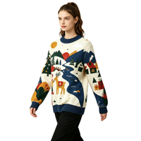 Pull de Noël en tricot jacquard, nouveau design, pull de fête, pull moche pour femmes, hiver