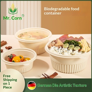 Ciotola Rotonda in Amido di Mais, Monouso, Adatta al Microonde, Biodegradabile, Contenitore per Alimenti per Noodles e Zuppe - Product Image 4