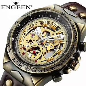 Vente en gros 30m étanche lumineux rétro transparent squelette automatique <span class=keywords><strong>montre</strong></span> mécanique pour hommes - Product Image 3