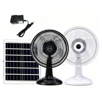 Ventilateur de bureau solaire 12 pouces, 15W, puissant, avec affichage numérique, faible bruit, réglable, chargeur DC, pour la maison, le bureau, les voyages, noir