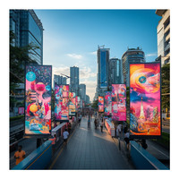 Écran publicitaire numérique LED P4 sans fil 4G WiFi extérieur étanche sur poteau, taille personnalisée, en promotion
