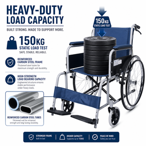 Silla de Ruedas Manual con Reposabrazos Acolchados, Manijas de Empuje y Reposapiés <span class=keywords><strong>para</strong></span> Movilidad Diaria y Apoyo de Seguridad <span class=keywords><strong>para</strong></span> Personas Mayores - Product Image 2