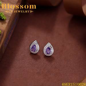 खिलने के गहने फैशन साधारण जेम्स्टोन स्टड <span class=keywords><strong>925</strong></span> स्टर्लिंग चांदी जिरकोनिया इयररिंग्स महिलाओं के लिए अच्छे गहने - Product Image 5