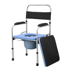 Folding Commode Chair With <b>Seat</b> Pad 200kg Load Capacity For Elderly And Disabled Use - Product Image 3