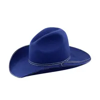 Yinlihua-chapeau de Cowboy unisexe, 100% laine, à Large bord, pour hommes, personnalisé, couleur bleue