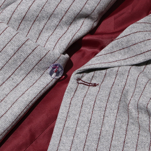 <span class=keywords><strong>Blazer</strong></span> asimmetrico a righe grigie a maniche lunghe in poliestere completo scollo a V giacca <span class=keywords><strong>donna</strong></span> con bottone - Product Image 4