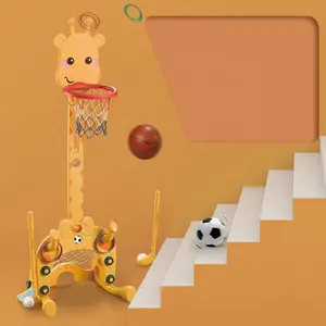 多機能幼児調節可能なバスケットボールスタンド5in1サッカーゴルフリングトスゲームセットバスケットボールフープ屋内スポーツおもちゃ