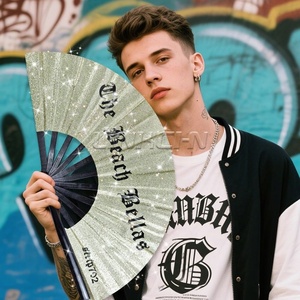 Top Ranking Impresión personalizada Ventilador de mano de bambú grande Rave Plegable Icónico Sombra Bye Fan Ventilador de mano chino - Product Image 4