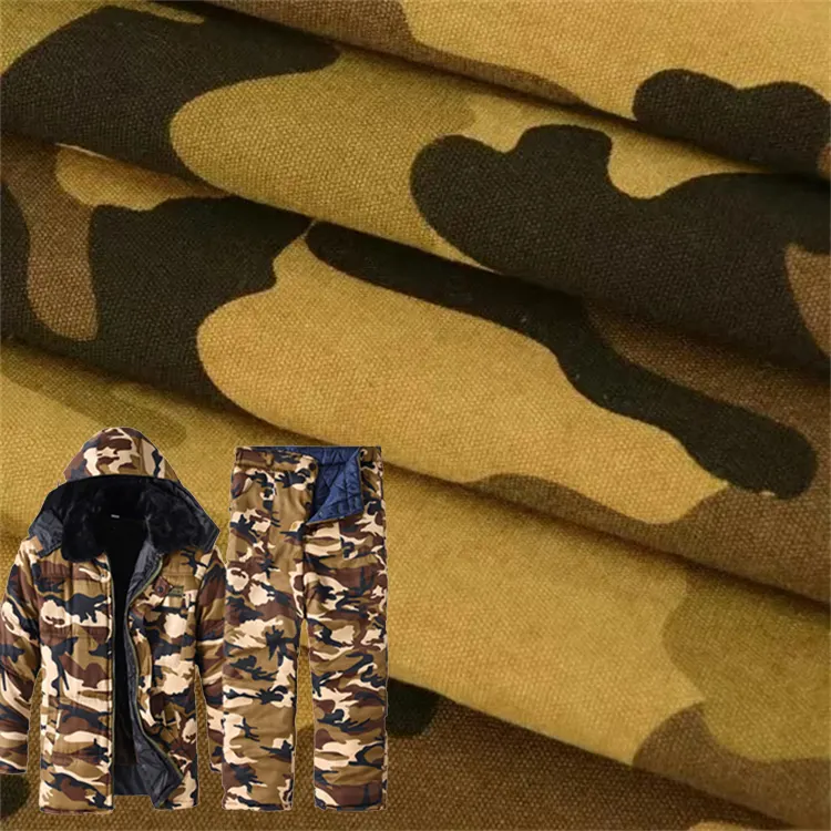 Ткань под заказ, натуральный вощеный водостойкий Камуфляжный хлопковый холст
