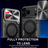 Coque robuste de protection de qualité militaire pour iPhone 18 17 Pro Max avec protection coulissante de l'objectif de l'appareil photo, antichoc, noire