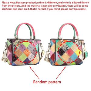Sac à main AndoBag en cuir véritable pour le travail et les trajets quotidiens, sac seau coloré à motifs patchwork, bandoulière réglable, 1885 - Product Image 2