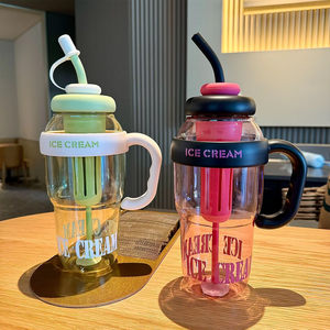 Bouteille en plastique pour café de 1200 ml, vente en gros d'usine, mignonne, grande capacité, avec paille et filtre à thé, sans BPA - Product Image 6