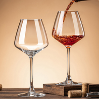 Verres à vin rouge à pied en cristal transparent faits à la main, personnalisables avec logo gravé, pour fêtes, mariages, restaurants et hôtels (vente en gros)