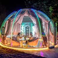 Dôme géodésique en polycarbonate transparent résistant aux intempéries, résistant au feu, pour exposition en plein air, jardin, complexe hôtelier