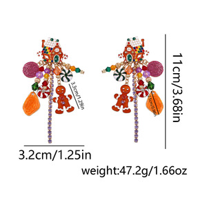 Pendientes Colgantes de Casa de Jengibre Navideña para Mujer, de Aleación con Esmalte y Cristal, Joyería de Fiesta, Estilo de Dibujos Animados Lindo, 11cm - Product Image 1