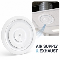 Diffuseur d'air circulaire HVAC en aluminium avec registre papillon, prise d'air pour systèmes de conduits de climatisation