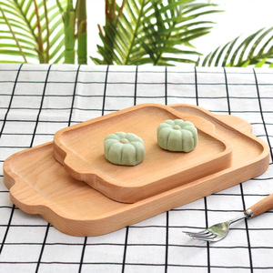 Japanese Beech Wood <b>Tray</b> Rectangular With Handle For <b>Tea</b> Coffee Hotel Restaurant Serving <b>Trays</b> Solid Color - Product Image 1