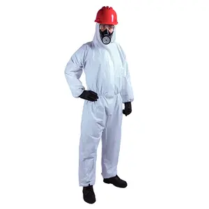 Alta calidad PPE ligero ácido álcali resistencia ropa de trabajo no tejida PE Película microporosa química bata protectora
