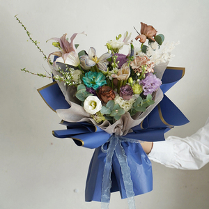 Bó Hoa Hồng Giấy Bọc Chống Thấm Nước Màu Vàng Giấy Gói Hoa Màu Đen Trơn Giấy Gói Hoa Bằng Nhựa - Product Image 3