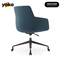 Chaise de salle à manger élégante en tissu, rembourrée en mousse haute densité, pivotante 5 étoiles avec accoudoirs pour restaurant, maison, cuisine