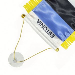 ธงสามเหลี่ยมซาตินแบบกำหนดเองของเอสโตเนียสำหรับรถยนต์ พิมพ์ดิจิทัลขนาดเล็ก พร้อมพู่สีเหลือง ทำจากโพลีเอสเตอร์พลาสติก สำหรับใช้กับยานยนต์ - Product Image 4