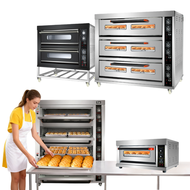 Cheap Customized Commercial Gas Bakery Oven 6 3 1-4 Deck 3-9 Tray Stainless Steel 220V High Productivity Bake Snack Food Machine
