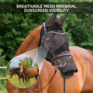 Masque pour cheval en stock, adapté aux ventes transfrontalières sur Amazon, couvre-tête anti-moustiques pour cheval, tissu respirant, anti-insectes, taille S - Product Image 2
