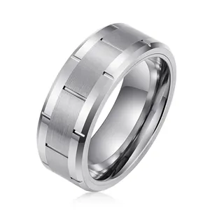 Bán Buôn Tùy Chỉnh Đồ Trang Sức Tốt Bạc Người Đàn Ông Nhẫn 8Mm Tungsten Carbide Nhẫn Cho Mens Engagement Wedding Ban Nhạc