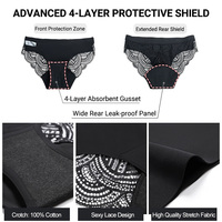 Culottes menstruelles sans couture en dentelle, vente en gros d'usine OEM, fines et respirantes pour l'été, 4 couches absorbantes, anti-fuites, pour femmes