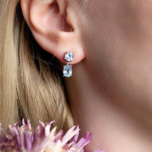 Pendientes De <span class=keywords><strong>Zafiro</strong></span> con piedra Natural, joyería fina, plata esterlina 925 - Product Image 1