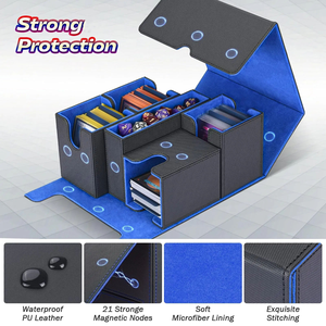 Boîte de rangement pour cartes PQ Fashion, plateau à dés, étui 5-en-1 en PU avec fermeture à bouton, compatible avec plus de 840 cartes TCG, CCG, Yugioh sans pochettes - Product Image 2