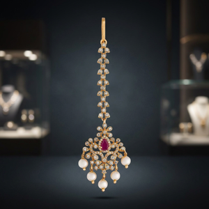 Tikka en forme de fleur de zircon, plaqué or, bijou de collection culturel, bijoux de mariage indiens pour femmes - Product Image 2