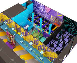 <span class=keywords><strong>Parc</strong></span> de trampolines en plastique personnalisable Pokiddo de 2000 m², équipement de terrain de jeux intérieur, ensemble complet, service tout-en-un pour centre commercial - Product Image 3