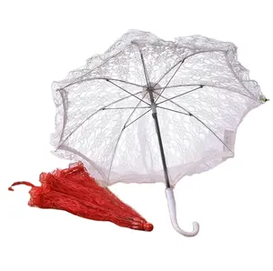 Ren parasol trang trí hoa cậu bé ô đám cưới cổ điển Cô dâu thêu ô dù cho tiệc cưới lễ kỷ niệm