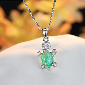 Eenvoudige Platina Schildpad Toermalijn Ketting Sleutelbeen Keten Diamanten Schildpad Dier Serie Ketting Sieraden - Product Image 4