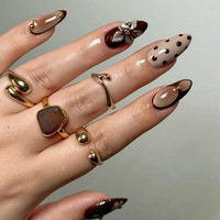 Ongles à presser personnalisés avec logo, noir mat, forme ballerine/cercueil, haute résistance, en ABS, vente en gros, approvisionnement en vrac