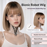 Perruque robotique bionique personnalisée, perruque humanoïde en fibre japonaise pour tête de robot
