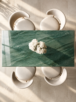 Table à manger moderne en marbre vert, meubles de salle à manger durables pour appartement, hôtel, villa