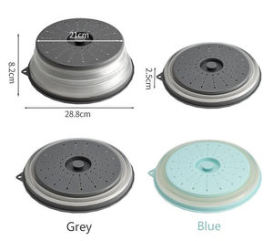 Bebas BPA silikon dilepas <span class=keywords><strong>Microwave</strong></span> dilipat <span class=keywords><strong>Splatter</strong></span> penutup penting alat memasak dapur dengan saringan makanan dan lubang kait - Product Image 6