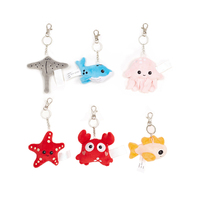 Mini porte-clés crabe personnalisé en gros Pendentif animal de mer en peluche mignon avec remplissage en coton PP Porte-clés ours en peluche