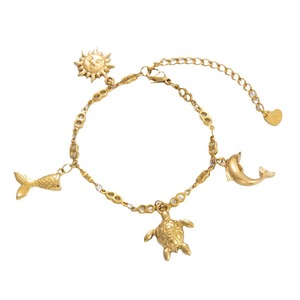 Cheville en acier inoxydable plaqué or 18 carats avec breloque animale en coquillage perlé pour femme, bijou d'été tendance - Product Image 5