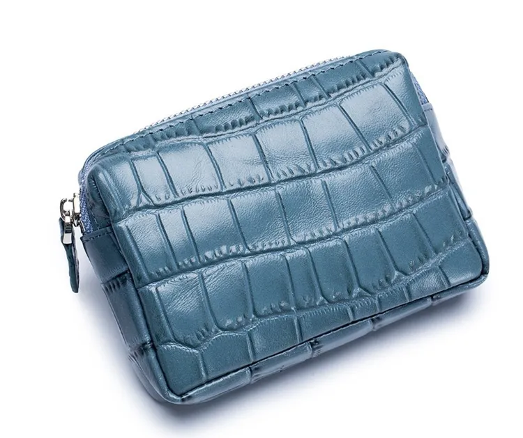 Petit sac en cuir de vachette crocodile à la mode Petit porte-monnaie pour femme Mini sac à monnaie multifonctionnel Pochette portefeuille