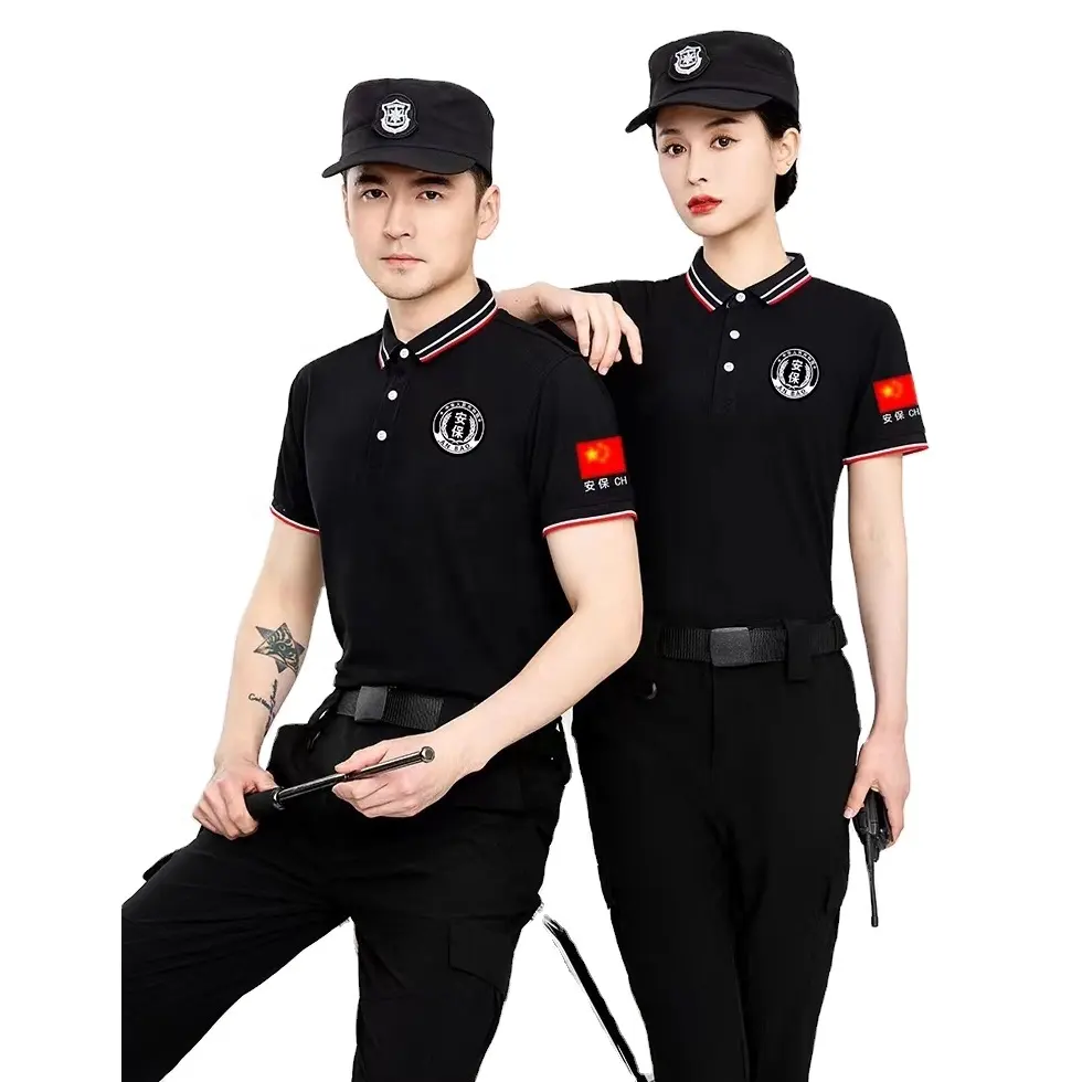 Seragam penjaga keamanan 220 gsm kaus polo dengan logo bordir kustom desain ukuran warna kualitas terbaik pakaian kerja kain