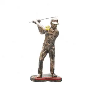 Câu Lạc Bộ Golf Trang Trí Sân Vườn Kim Loại Thủ Công Mỹ Nghệ Điêu Khắc Bronze Tượng Người Đàn Ông Chơi Golf Trang Trí Nội Thất