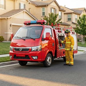 Nouveau <span class=keywords><strong>camion</strong></span>-citerne à eau diesel Dongfeng 1 tonne rouge vif 4x2, mini-citerne à eau, <span class=keywords><strong>camion</strong></span> de pompiers - Product Image 1