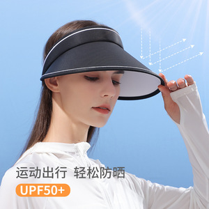 Mz08 Sombrero para el sol de ala ancha, fibra acrílica negra, protección UV, para mujer, ropa de playa para primavera y verano - Product Image 4