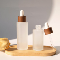 Botol Tetes Kaca Bahu Datar Frosted 30ml 40ml 50ml 60ml 80ml dengan Tutup Tetes Walnut