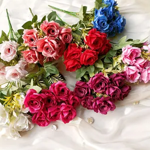 लिविंग रूम शादी कार्यालय सजावट सिमुलेशन फूल फूल गुलाब बीम बहु कॉलोर कृत्रिम फूल